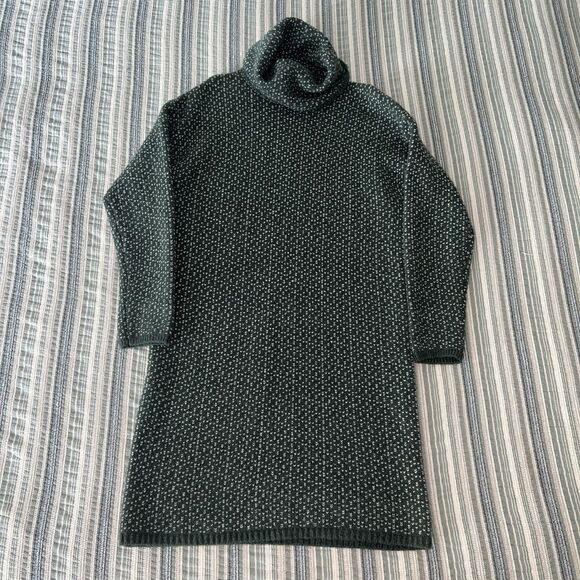 Madewell Oversized Turtleneck Sweater Dress Geo Print Heather Fatigue Small - Picture 5 of 11